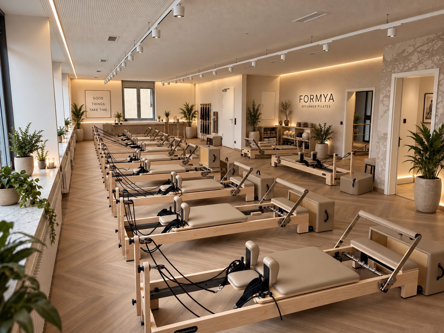Reformer-Pilates-Studio FORMYA, KI-optimierte Visualisierung
