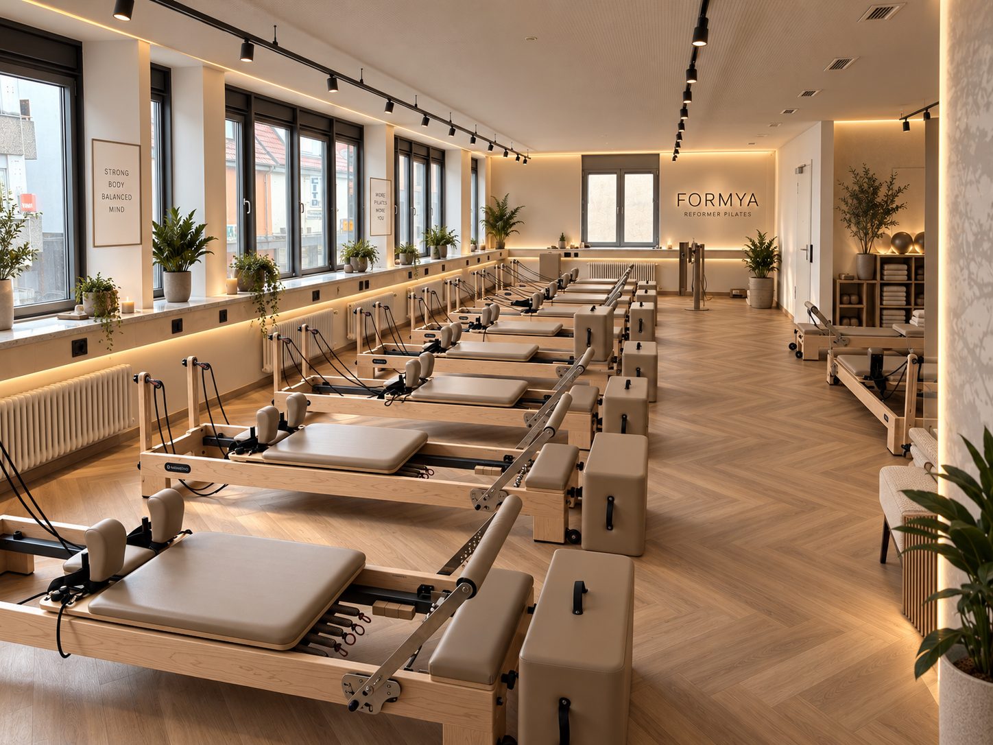 Reformer-Pilates-Studio FORMYA, KI-optimierte Visualisierung